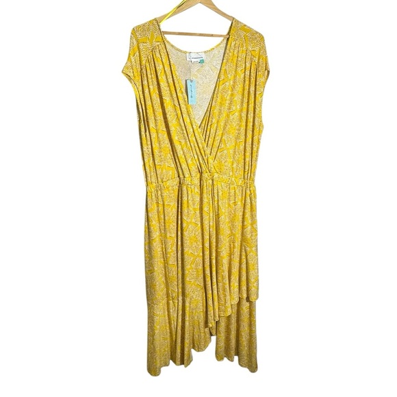 Anthropologie Yellow Vneck Ruffle Midi Dress Size 1x NWT - Picture 4 of 12